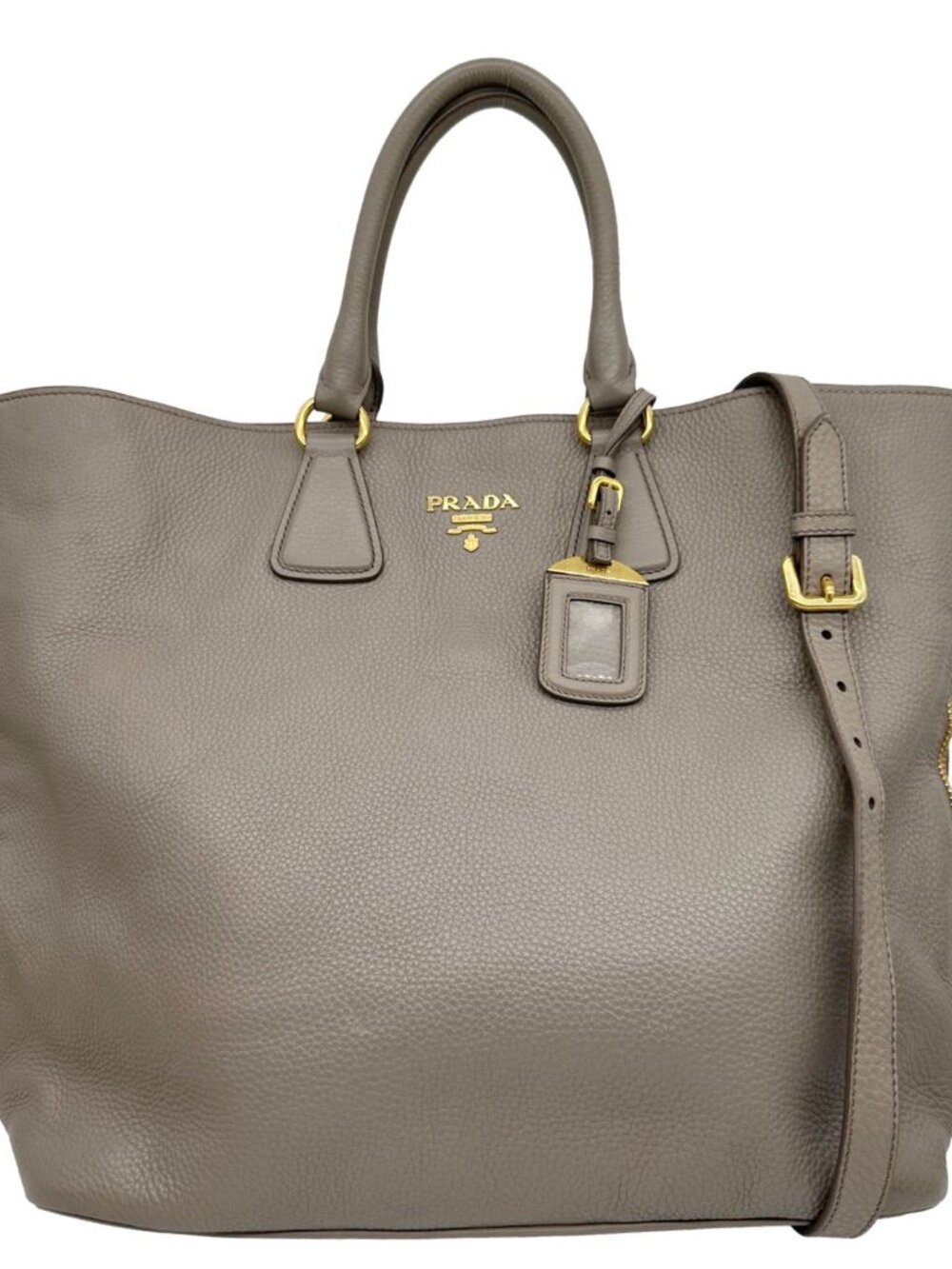 Prada Vitello Daino Side Zip Large Leather Shopper Tote Bag Beige - Picture 1 of 11